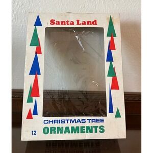 Vintage Santa Land Christmas Tree Ornament Box Lid ONLY Holiday Decor